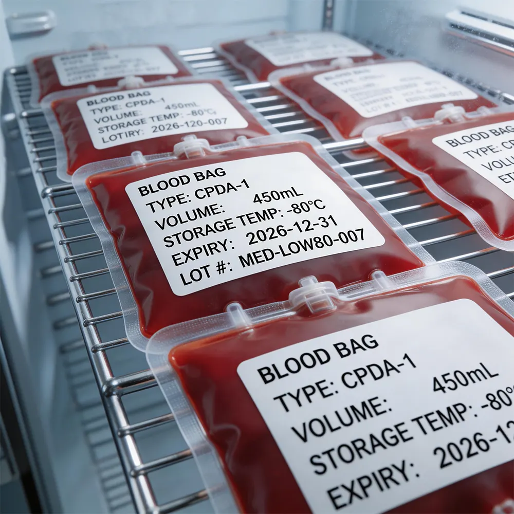 Deep Freeze Blood-Etikett