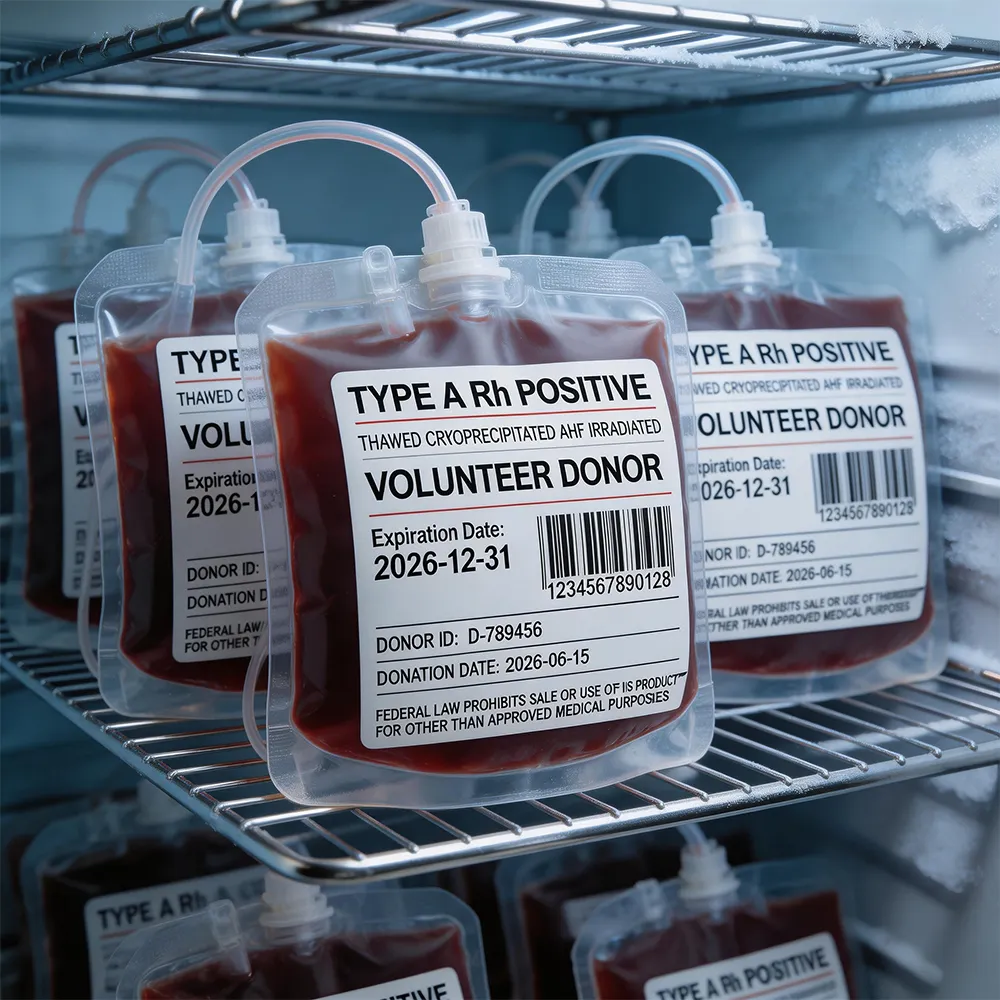 Krankenhausblut-Etikett
