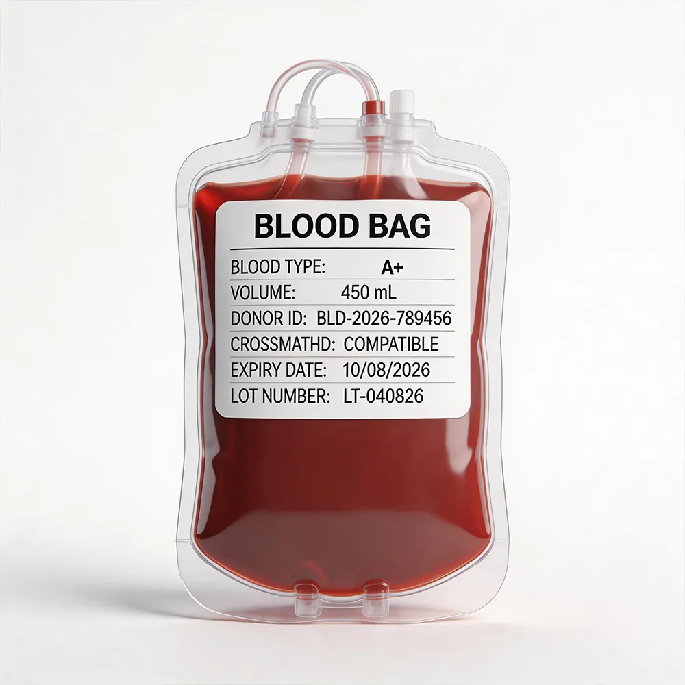Etikett des Bluttransfusionszentrums