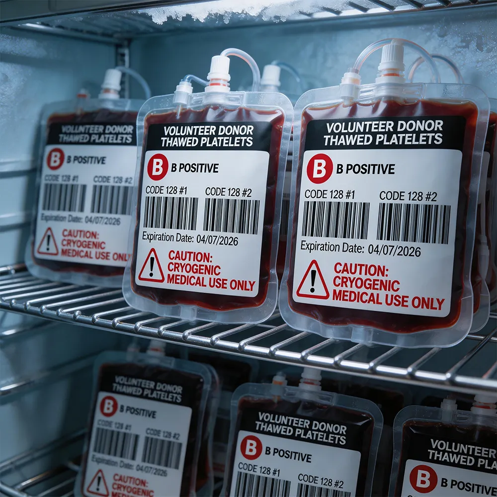 Identifizierungsetikett des Blutbeutels