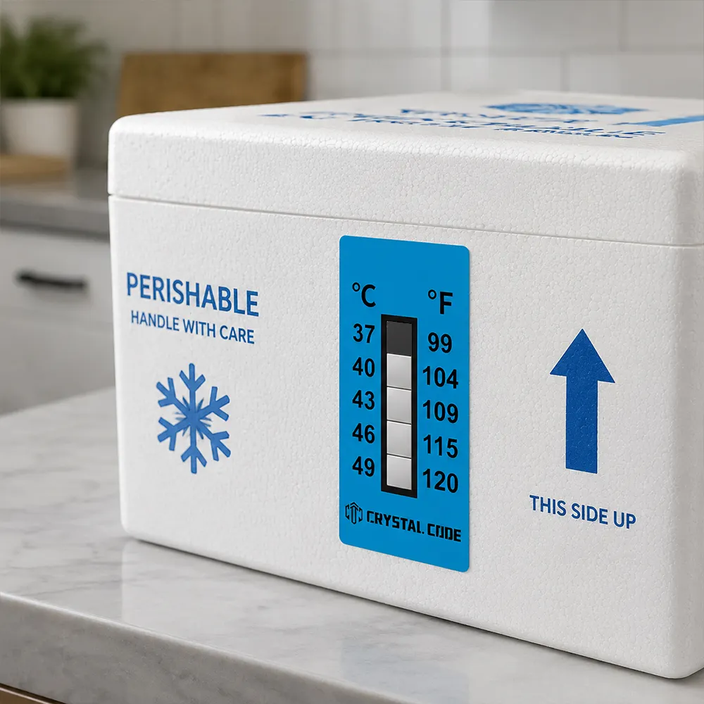 Etikett zur Überwachung der Temperaturmessung von Tiefkühlprodukten